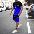 thumbnail image 2 of SHIXIAOO Survêtement d'Été 2025 pour Homme Grande Taille Manches Courtes Col Rond Ensemble Athlétique Décontracté à Blocs de Couleur Taille à Cordon Ensemble de Survêtement Homme Col Roulé pour Veste de Complet Costume Spatial pour Homme, 2 of 5