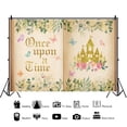 thumbnail image 2 of SUNOLIFE Once Upon a Time Backdrop Banner Gold Castle Princess Fairytale Girls Birthday Background Party Decorations 7x5ft, 2 of 3