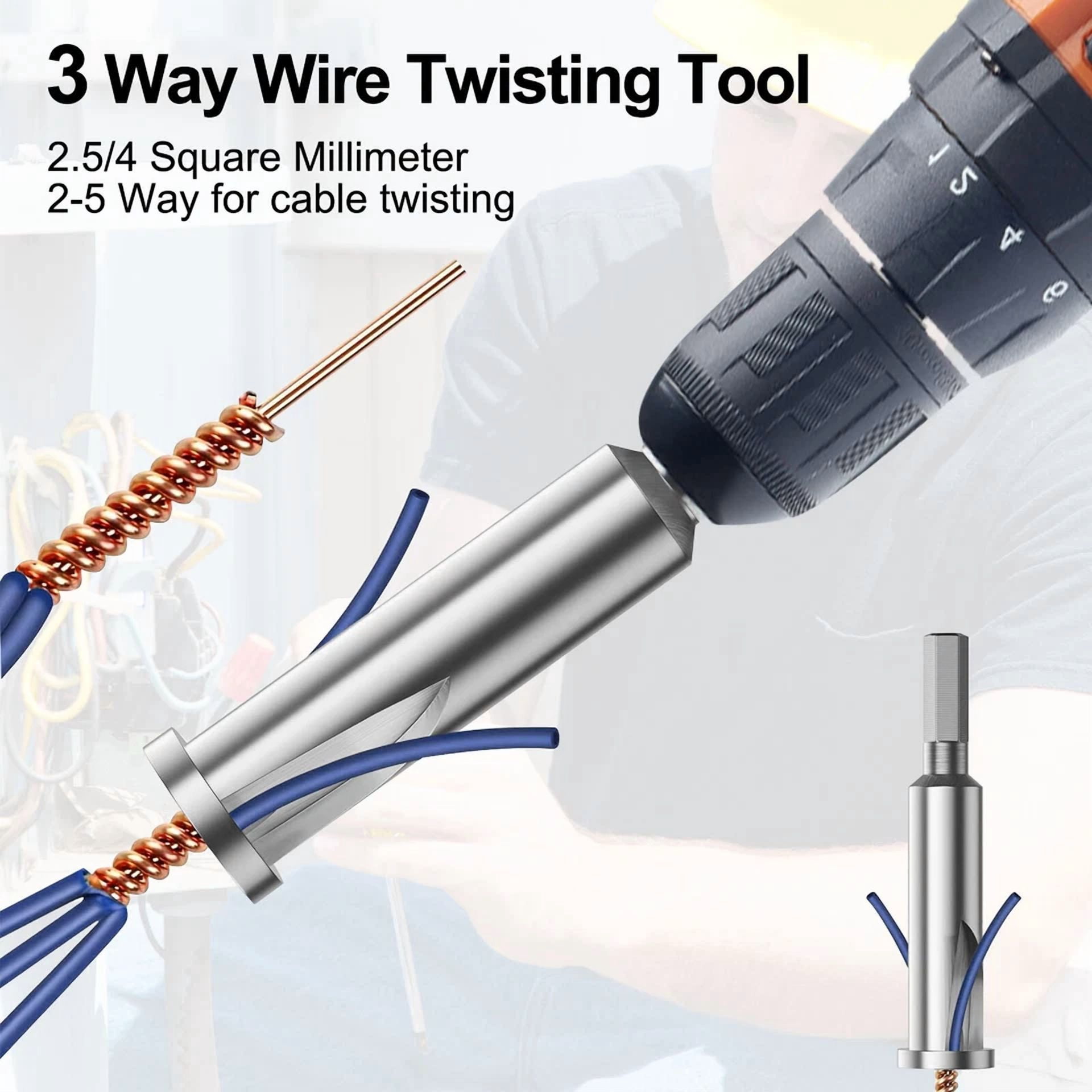 CRESTIN- 3X Wire Stripping Twisting Tool Electrical Drill Wire Stripper Cable Nut Twister