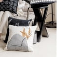 thumbnail image 3 of Fennco Styles Jacquard Stone Leaf Design Decorative Throw Pillow Cover 18" W X 18" L – White Woven Art Style Square Cushion Case for Couch, Sofa, Bedroom, Office and Living Room Décor, 3 of 4
