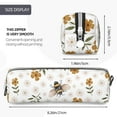 thumbnail image 3 of Yiaed Bees And Flowers Print Leather Pencil Case - Leather Pen Pencil Holder - Elegant & Practical Pencil Pouch for Work & Office, 3 of 7