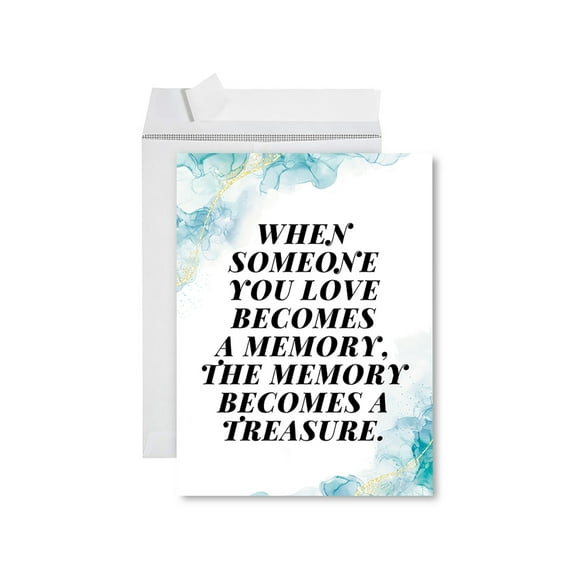 Koyal Wholesale Jumbo Sympathy Card with Envelope, Sorry For Your Loss Card, The Memory Becomes A Treasure, 1-Pk
