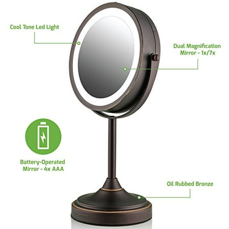 Ovente Led Lighted Tabletop Makeup Mirror 7 Inch Dual Sided 1x 7x Magnification Oil Rubbed Bronze Mct70bz1x7x Ovente Led Lighted Tabletop Makeup Mirror 7 Inch Dual Sided 1x 7x Magnification Oil Rubbed Bronze Mct70bz1x7x