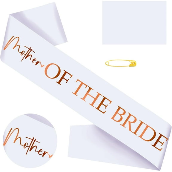 1 pcs Mother of The Bride Sash with Rose Gold Foil, White Bachelorette Party Sash for Bridal Shower Engagement Supplies Gifts Wedding Accessories for Bride to Be's Mother