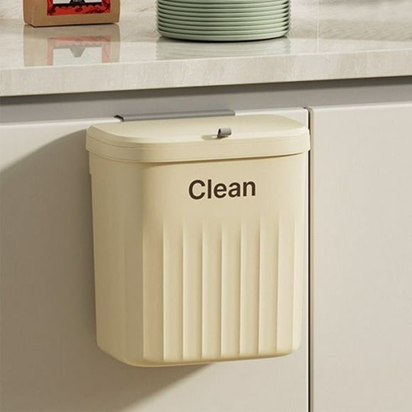 LutIedan Hanging Trash Can with Lid Wall Mounted Kitchen Waste Bin Slim Space Saving Trash Can for Bathroom Bedroom Office Under Sink Storage Odor Control