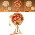 thumbnail image 4 of Wedding Fan Bride Handmade Bridesmaid Bridal Bouquet Wedding Accessories Round Fan Ornaments Chinese Style fan for hand Vintage for Home Decor Red E, 4 of 8