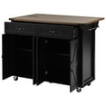 thumbnail image 2 of 53.5" Farmhouse Kitchen Island with Power Outlet, Kitchen Storage Island with Drop Leaf, Spice Rack and Drawer, Rolling Kitchen Cart on Wheels, for Home, Kitchen, Black, 2 of 13