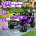 thumbnail image 6 of VIBESPARK 24V 2 Seater Ride on Car, 2WD/4WD Switchable Car Truck with Remote Control, Powered 4 x 200W Motors Ride on Toys for Kids, Colorful LED Head Lights, Bluetooth, MP3, Purple, 6 of 11