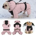 thumbnail image 2 of Warm Dog Coat with Hood,Waterproof Windproof Winter Full Body Dog Jacket Snowsuit,Adjustable Cold Weather Pet Clothes (Light Pink,M), 2 of 4