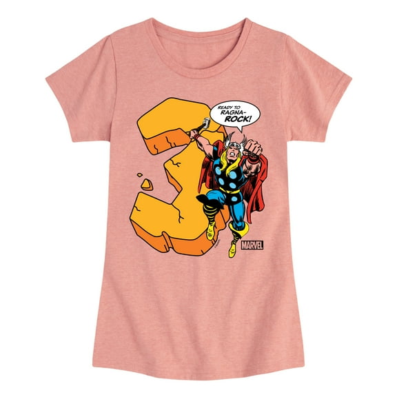 Marvel Thor - Birthday Three - Toddler and Youth Girls Fitted Short Sleeve Graphic T-Shirt