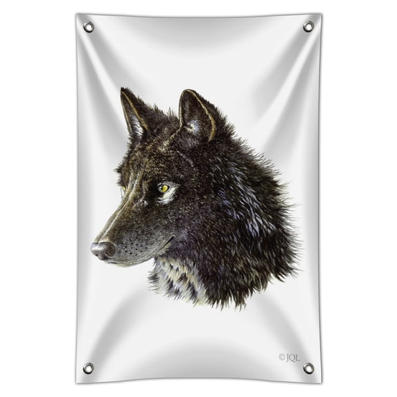 Wild Black Wolf Head Home Business Office Sign