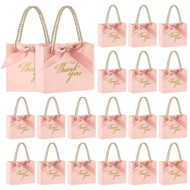 Bolsas de Regalo Motroce Gracias Rosa 20 Pzas 14 x 6 x 12 cm con Lazos