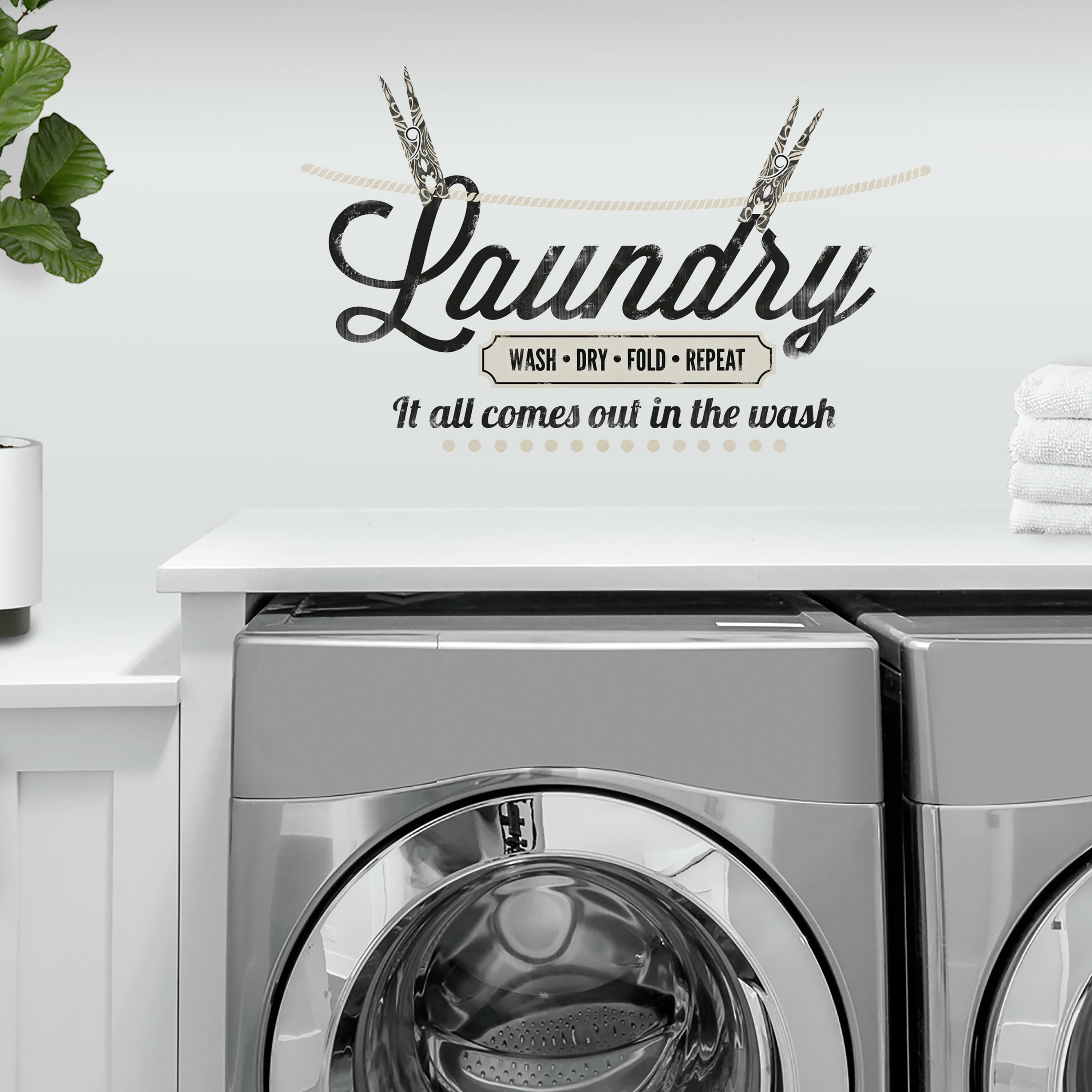 Laundry Room Vinyl Wall Decal Laundry Signs Wall Sticker Bubble Wall Décor Saying Wash Dry Fold Repeat Art Wall Quote Sticker for Decoration Supplies. 
