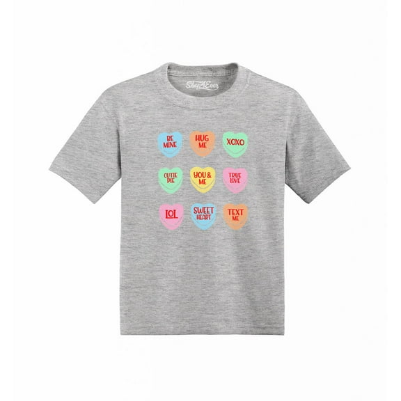 Shop4Ever Candy Hearts Conversation Heart Toddler's Cotton T-Shirt 4T Heather Grey