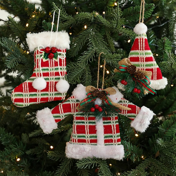 Adorno Colgante Navideño de Tela Suave | Tela Multicolor | Tamaño: 15 X 11 Cm | Ideal para Árboles, Coronas y Guirnaldas | 1 Unidad