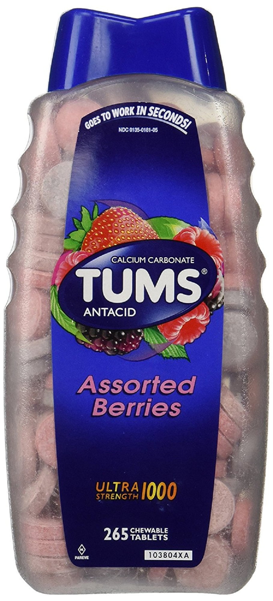 Tums Antacid Assorted Berries Ultra Strength 1000 265 Chewable Tablets