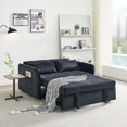 thumbnail image 4 of AENKYO 55.5" Pull-Out Loveseat Sleeper Sofa Bed with USB Ports and Side Pockets – Black, 4 of 8
