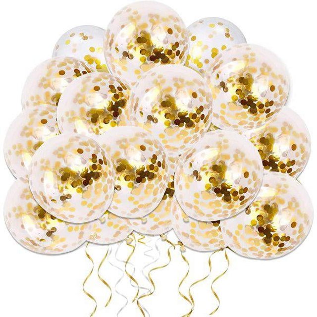 Globos de fiesta Sincero 50 Piezas Látex Confeti Dorado 12 Pulgadas