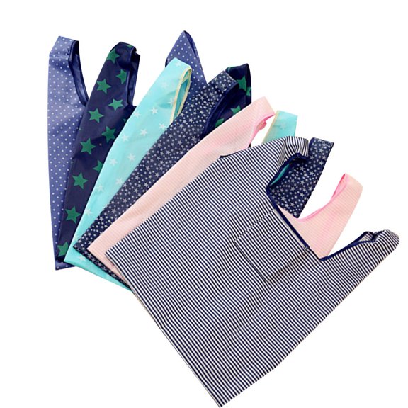 ETEREAUTY Set of 6 Foldable Shopping Bags with Oxford Fabric and Stylish Painted Design for Storage and Outdoor Activities