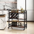 thumbnail image 2 of Costway Carro De Barra De 3 Niveles Con Ruedas, Carro De Servicio Rodante Con Estante Para Vino Y Soporte Para Copas, Carro De Bebidas Industrial Con Ruedas Bloqueables Y Asa Para Cocina, Comedor, 2 of 5