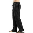 thumbnail image 4 of Frontwalk Men's Cotton Linen Pants Elastic Waist Drawstring Long Pants Casual Loose Pant with Pockets, 4 of 6