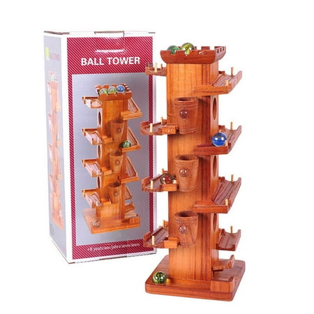 Shulemin Marble Ball Run Wooden Tower Construction Track Game Educational Kids Toy Random Color