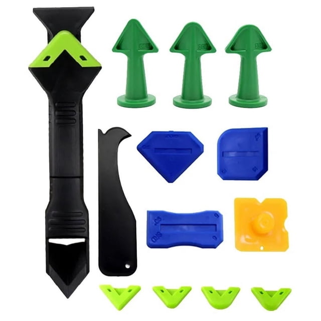 Raspador de masilla + aplicador + boquillas Kit de herramientas de eliminación de acabado de silicona