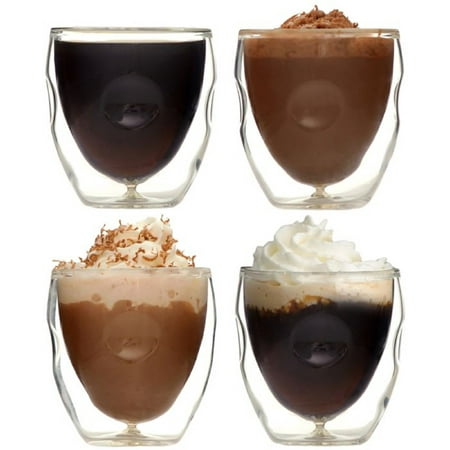 Nfl 2 Oz Shot Glass Moderna Artisan Series Double Wall 2 oz Beverage & Espresso Shot Glasses - Set of 4 Drinking Glasses ()