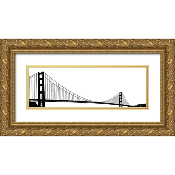 Sophie 6 32x13 Gold Ornate Wood Framed with Double Matting Museum Art Print Titled - Golden Gate Bridge