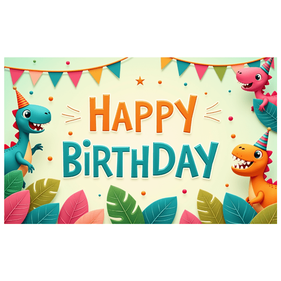 Dinosaur Theme Birthday Banner Colorful Design Happy Birthday Banner Kids Party Decoration for Birthday Celebration Indoor Use Photo Shoot