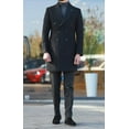 thumbnail image 2 of Men's Classic Coat, 80% Wool Soft Textured Buttoned Black Men's Jacket, 2 of 5