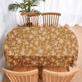 thumbnail image 2 of Rdsfhsp Warm Brown Mini Flower Oval Tablecloth, Vintage Floral Decor Table Cover, Waterproof 60" x 84" Oval Dining Table, 2 of 4