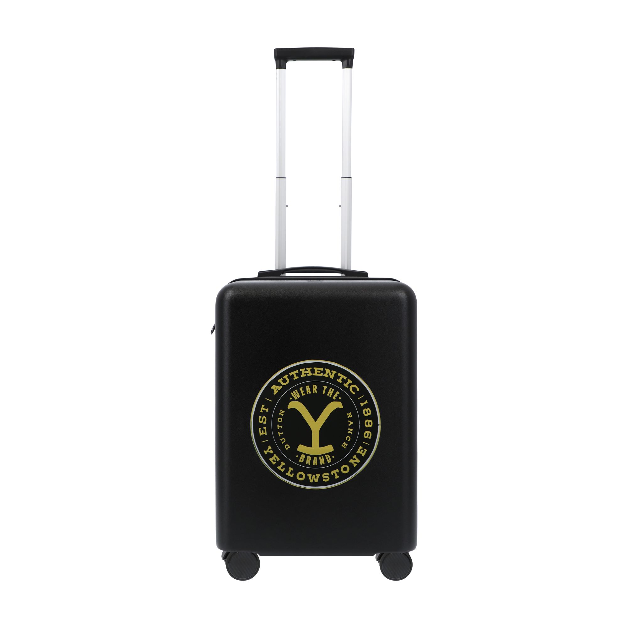 Yellowstone 22.5 Inch Carry On Luggage, Dutton Ranch Hardshell Rolling Suitcase with Spinner Wheels, Black