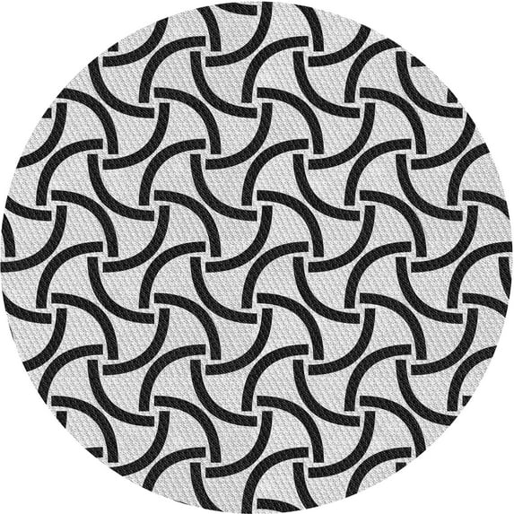 Ahgly Company Machine Washable Indoor Round Transitional Dark Gray Black Area Rugs, 7' Round