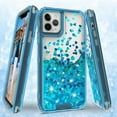 thumbnail image 2 of Noir Case for iPhone 12 Mini, Hard Clear Glitter Liquid Waterfall Heavy Duty Girls Women for Apple iPhone 12 Mini Case - Teal, 2 of 7
