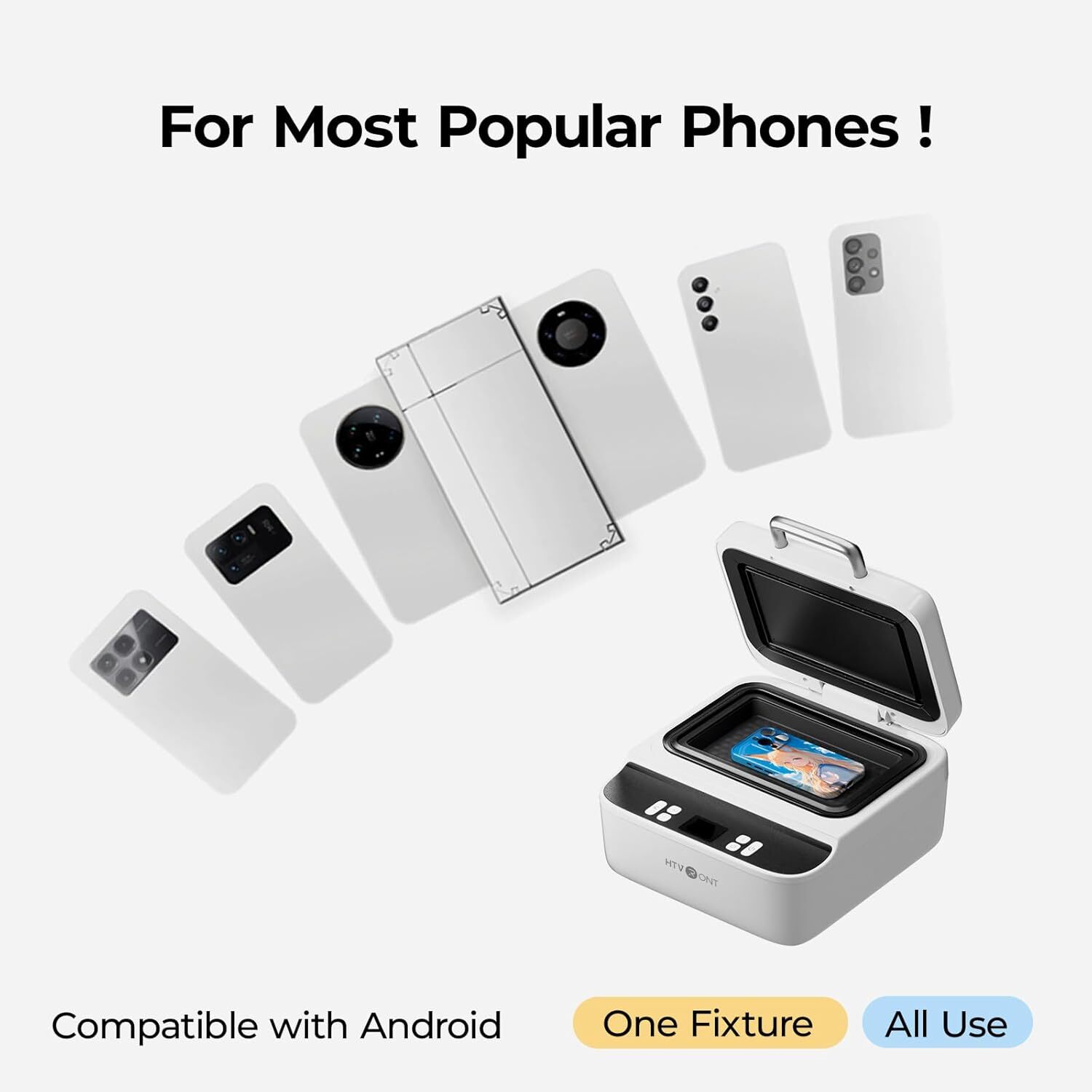 HTVRONT H17 Phone Cases Heat Press - Automatic Vacuum Heat Press Machine for Phone Cases- Sublimation Press for Custom Phone Case, Badges, Coasters, Includes Film & Fixture (Compatible with Android)