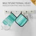 thumbnail image 3 of SKYSONIC Teal Turquoise Green Wood Oven Mitts and Pot Holders Kitchen Oven Glove BBQ Gloves for Cooking/Kitchen/Baking, Pack of 2, 3 of 3