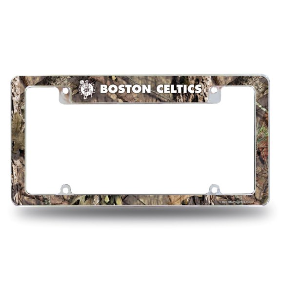 Boston Basketball Celtics Chrome Metal License Plate Frame Camouflaged Camo Design