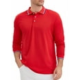 thumbnail image 4 of Men's Classic Regular Fit Solid Color Long Sleeves Business Golf Polo Shirt M Red, 4 of 6