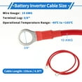 thumbnail image 3 of 1 Pcs Battery Inverter Cable 10 AWG Gauge 4.5FT 3/8" Lug Battery Cable Universal for Car Vehicle Boat RV Solar Tinned Copper Red, 3 of 7