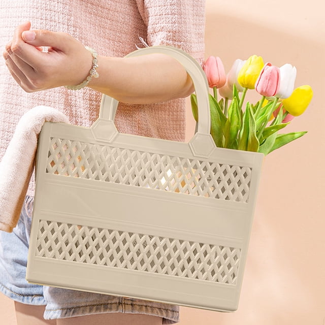 HOZADOIE Storage Basket Storage & Organization Bathroom Portable Bath Basket Bath Basket Student Bath Plastic Shower Shampoo Bathroom Storage Basket Bath Basket