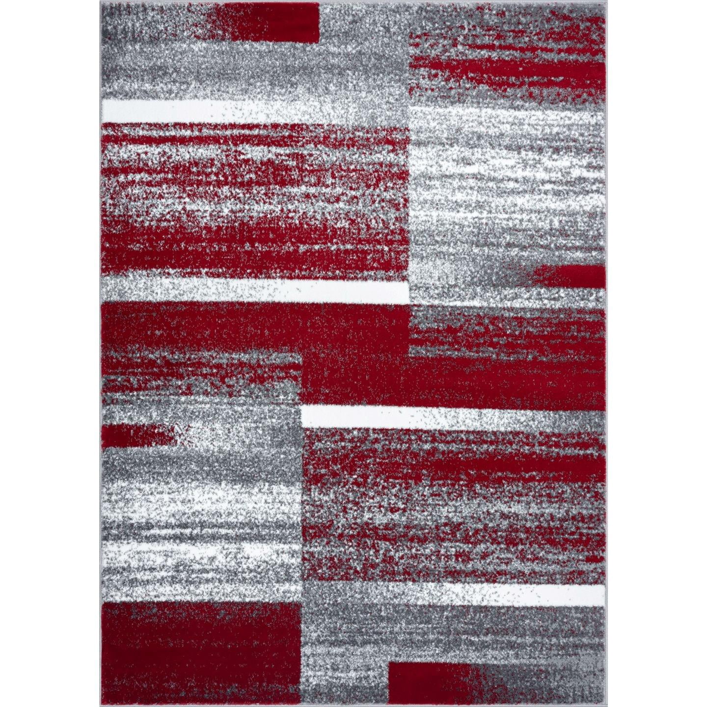 Luxe Weavers Art Deco Abstract Geometric Red 2x7 Area Rug for Living Rooms
