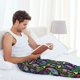 thumbnail image 5 of Balery Watercolor Floral Paisley Pantalones de pijama para hombre, pijama ultraligero, pantalón de descanso-Small, 5 of 6