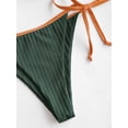 thumbnail image 7 of ZAFUL Women Swimsuit Mono Wire Padded Neon String Bikini Set Deep Green L, 7 of 7