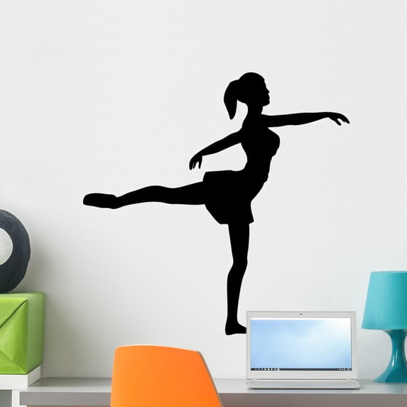 Silhouette Ballet Dancer Wall Decal Sticker by Wallmonkeys Vinyl Peel and Stick Graphic (24 in W x 24 in H)