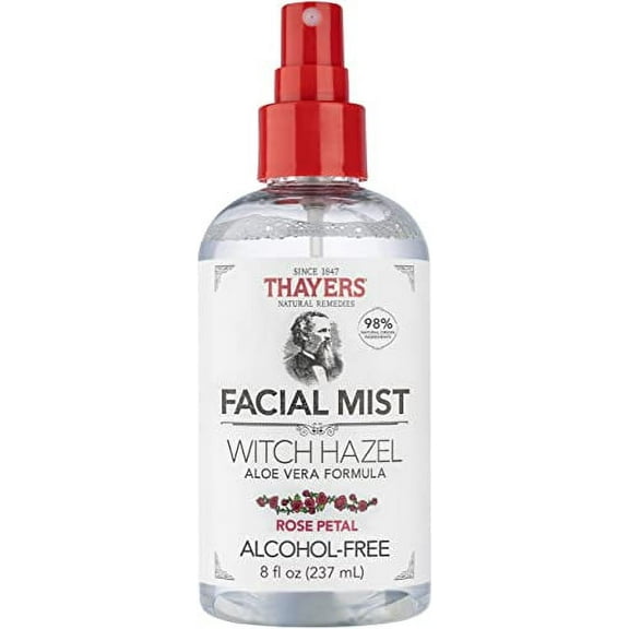 THAYERS Alcohol-Free Witch Hazel Facial Mist Toner with Aloe Vera, Rose Petal, 8 Ounce