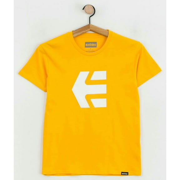 Etnies Kids' Boys' Youth T-Shirt Icon Logo Short Sleeve Crewneck Tee (Small, Yellow)