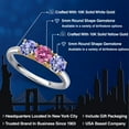 thumbnail image 2 of Gem Stone King 10K Two Tone Gold Pink Moissanite and Blue Tanzanite Engagement Ring for Women | 1.42 Cttw | Round 5MM | Gemstone Birthstone | Size 8, 2 of 6
