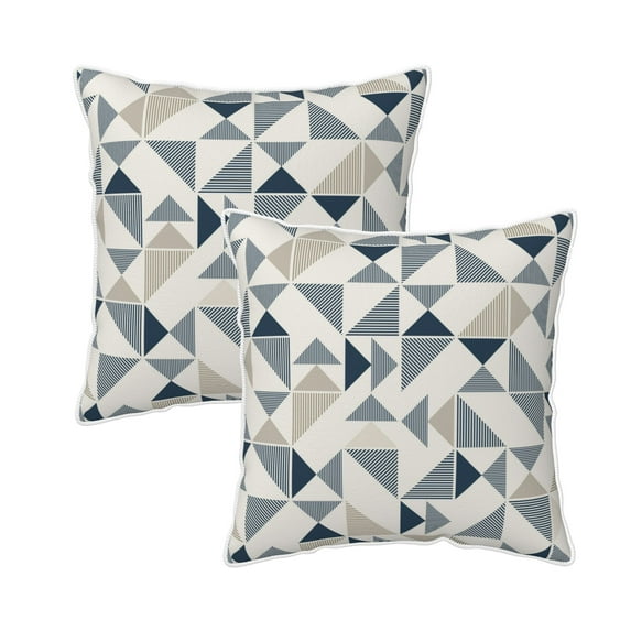 Velvet Decorative Throw Pillow Covers Set of 2, Soft Square Cushion Cover with Invisible Zipper Triangle Colors Modern Mosaic Printing, 18"x18"
