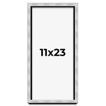 11x23 Frame Brushed Silver Solid Wood Picture Frame | 0.75 Inch Moulding Width | Rabbet Depth 0.75